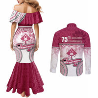 Adi Cakobau School Couples Matching Mermaid Dress and Long Sleeve Button Shirts 75th Anniversary LT05 - Polynesian Pride
