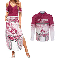Adi Cakobau School Couples Matching Summer Maxi Dress and Long Sleeve Button Shirts 75th Anniversary LT05 Pink - Polynesian Pride