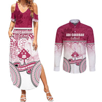 Adi Cakobau School Couples Matching Summer Maxi Dress and Long Sleeve Button Shirts 75th Anniversary LT05 Pink - Polynesian Pride
