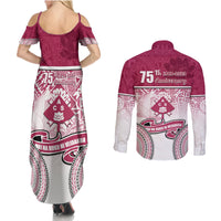 Adi Cakobau School Couples Matching Summer Maxi Dress and Long Sleeve Button Shirts 75th Anniversary LT05 - Polynesian Pride