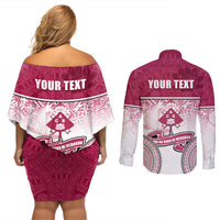 Personalized Adi Cakobau School Couples Matching Off Shoulder Short Dress and Long Sleeve Button Shirts With Fijian Tapa Pattern LT05 - Polynesian Pride