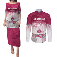 Personalized Adi Cakobau School Couples Matching Puletasi Dress and Long Sleeve Button Shirts With Fijian Tapa Pattern LT05 Pink - Polynesian Pride