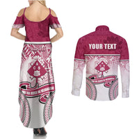 Personalized Adi Cakobau School Couples Matching Summer Maxi Dress and Long Sleeve Button Shirts With Fijian Tapa Pattern LT05 - Polynesian Pride