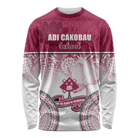 Personalized Adi Cakobau School Long Sleeve Shirt With Fijian Tapa Pattern LT05 Unisex Pink - Polynesian Pride