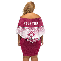 Personalized Adi Cakobau School Off Shoulder Short Dress With Fijian Tapa Pattern LT05 - Polynesian Pride
