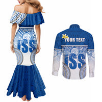 Personalized International School Suva Couples Matching Mermaid Dress and Long Sleeve Button Shirts With Fijian Tapa Pattern LT05 - Polynesian Pride