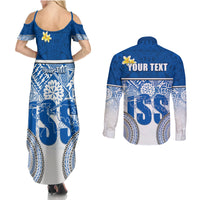 Personalized International School Suva Couples Matching Summer Maxi Dress and Long Sleeve Button Shirts With Fijian Tapa Pattern LT05 - Polynesian Pride