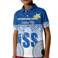 Personalized International School Suva Kid Polo Shirt With Fijian Tapa Pattern LT05 Kid Blue - Polynesian Pride