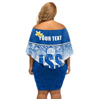 Personalized International School Suva Off Shoulder Short Dress With Fijian Tapa Pattern LT05 - Polynesian Pride