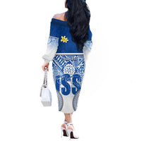 Personalized International School Suva Off The Shoulder Long Sleeve Dress With Fijian Tapa Pattern LT05 - Polynesian Pride