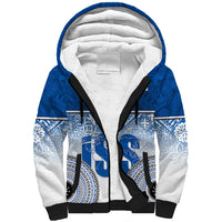Personalized International School Suva Sherpa Hoodie With Fijian Tapa Pattern LT05 Unisex Blue - Polynesian Pride