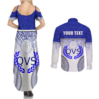 Personalized Queen Victoria School Couples Matching Summer Maxi Dress and Long Sleeve Button Shirts With Fijian Tapa Pattern LT05 - Polynesian Pride
