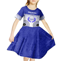 Personalized Queen Victoria School Kid Short Sleeve Dress With Fijian Tapa Pattern LT05 - Polynesian Pride