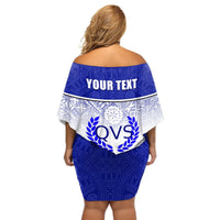 Personalized Queen Victoria School Off Shoulder Short Dress With Fijian Tapa Pattern LT05 - Polynesian Pride