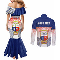 Personalized Marist Brothers High School Couples Matching Mermaid Dress and Long Sleeve Button Shirts With Fijian Tapa Pattern LT05 - Polynesian Pride