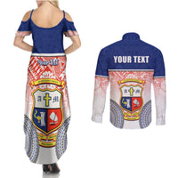 Personalized Marist Brothers High School Couples Matching Summer Maxi Dress and Long Sleeve Button Shirts With Fijian Tapa Pattern LT05 - Polynesian Pride
