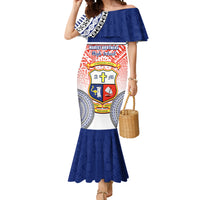 Personalized Marist Brothers High School Mermaid Dress With Fijian Tapa Pattern LT05 Women Blue - Polynesian Pride