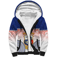 Personalized Marist Brothers High School Sherpa Hoodie With Fijian Tapa Pattern LT05 Unisex Blue - Polynesian Pride