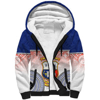 Personalized Marist Brothers High School Sherpa Hoodie With Fijian Tapa Pattern LT05 Unisex Blue - Polynesian Pride