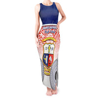 Personalized Marist Brothers High School Tank Maxi Dress With Fijian Tapa Pattern LT05 Women Blue - Polynesian Pride