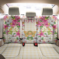 Hawaii Palaka Back Car Seat Cover Yellow Tribal Pattern With Tropical Flowers - Polynesian Pride