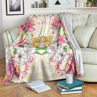 Hawaii Palaka Blanket Yellow Tribal Pattern With Tropical Flowers LT05 Yellow - Polynesian Pride