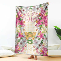 Hawaii Palaka Blanket Yellow Tribal Pattern With Tropical Flowers LT05 - Polynesian Pride
