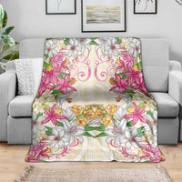 Hawaii Palaka Blanket Yellow Tribal Pattern With Tropical Flowers LT05 - Polynesian Pride