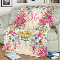 Hawaii Palaka Blanket Yellow Tribal Pattern With Tropical Flowers LT05 - Polynesian Pride