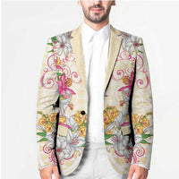 Hawaii Palaka Blazer Yellow Tribal Pattern With Tropical Flowers LT05 - Polynesian Pride