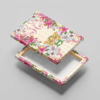 Hawaii Palaka Canvas Wall Art Yellow Tribal Pattern With Tropical Flowers LT05 - Polynesian Pride