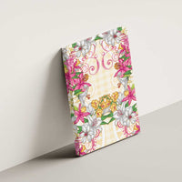 Hawaii Palaka Canvas Wall Art Yellow Tribal Pattern With Tropical Flowers LT05 - Polynesian Pride