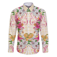 Hawaii Palaka Family Matching Short Sleeve Bodycon Dress and Hawaiian Shirt Yellow Tribal Pattern With Tropical Flowers - Polynesian Pride