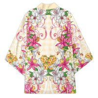 Hawaii Palaka Kimono Yellow Tribal Pattern With Tropical Flowers - Polynesian Pride