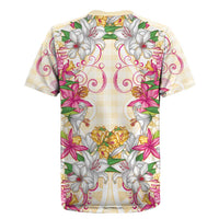 Hawaii Palaka Rugby Jersey Yellow Tribal Pattern With Tropical Flowers LT05 - Polynesian Pride