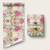 Hawaii Palaka Wrapping Paper Yellow Tribal Pattern With Tropical Flowers LT05 58" × 23" Yellow - Polynesian Pride