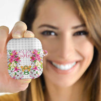 Hawaii Palaka AirPods Case White Tribal Pattern With Tropical Flowers LT05 - Polynesian Pride