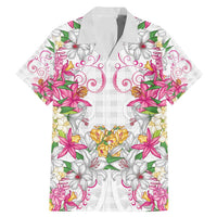 Hawaii Palaka Family Matching Mermaid Dress and Hawaiian Shirt White Tribal Pattern With Tropical Flowers - Polynesian Pride