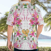 Hawaii Palaka Hawaiian Shirt White Tribal Pattern With Tropical Flowers - Polynesian Pride