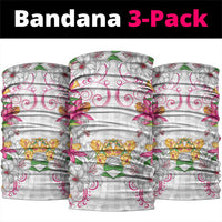 Hawaii Palaka Neck Gaiter White Tribal Pattern With Tropical Flowers - Polynesian Pride