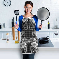 Hawaii Palaka Apron Black Tribal Pattern With Tropical Flowers LT05 - Polynesian Pride