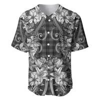 Hawaii Palaka Baseball Jersey Black Tribal Pattern With Tropical Flowers - Polynesian Pride