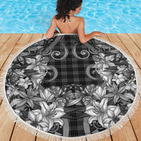 Hawaii Palaka Beach Blanket Black Tribal Pattern With Tropical Flowers LT05 - Polynesian Pride