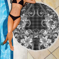 Hawaii Palaka Beach Blanket Black Tribal Pattern With Tropical Flowers LT05 - Polynesian Pride
