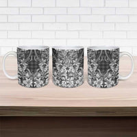 Hawaii Palaka Ceramic Mug Black Tribal Pattern With Tropical Flowers LT05 - Polynesian Pride
