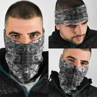 Hawaii Palaka Neck Gaiter Black Tribal Pattern With Tropical Flowers - Polynesian Pride