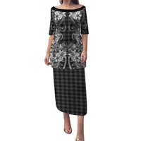 Hawaii Palaka Puletasi Black Tribal Pattern With Tropical Flowers - Polynesian Pride