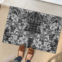 Hawaii Palaka Rubber Doormat Black Tribal Pattern With Tropical Flowers LT05 - Polynesian Pride