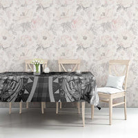 Hawaii Palaka Tablecloth Black Tribal Pattern With Tropical Flowers - Polynesian Pride