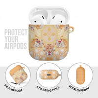 Hawaii Peach Palaka AirPods Case With Tapa Pattern Tropical Flowers LT05 - Polynesian Pride